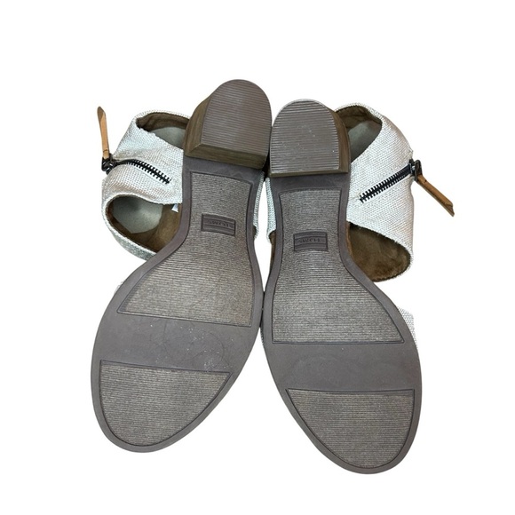 TOMS Women’s Block Heel Sandals – Cream Textured Open Toe 3” Chunky Heel - Picture 7 of 12